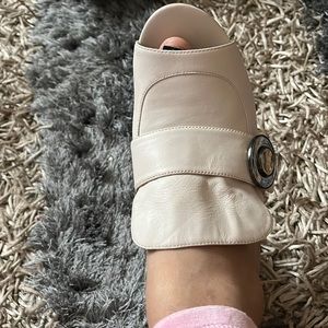 Nine West cream leather slides